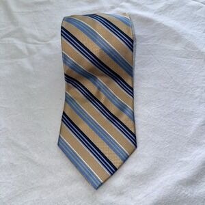 Burma Bibas Tie Mens Silk‎ Yellow Blue Stripe